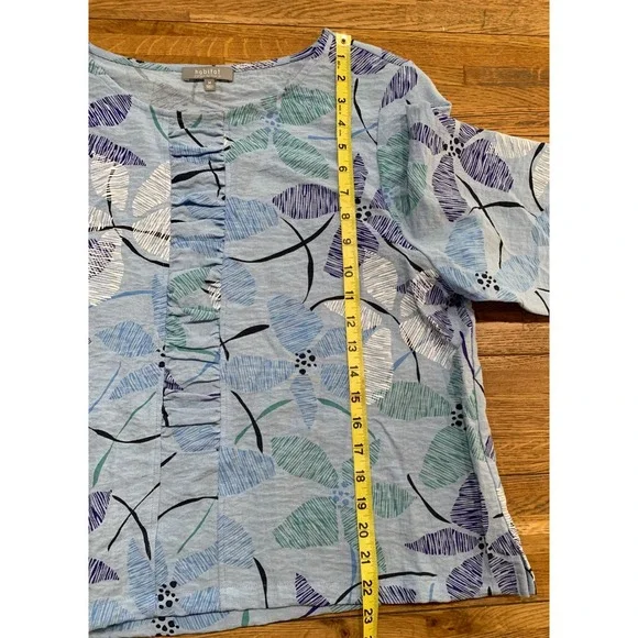 Habitat Cropped Nature Floral Bohemian Tunic Blouse Pleated Cozy Relaxed Earthy - Picture 6 of 9